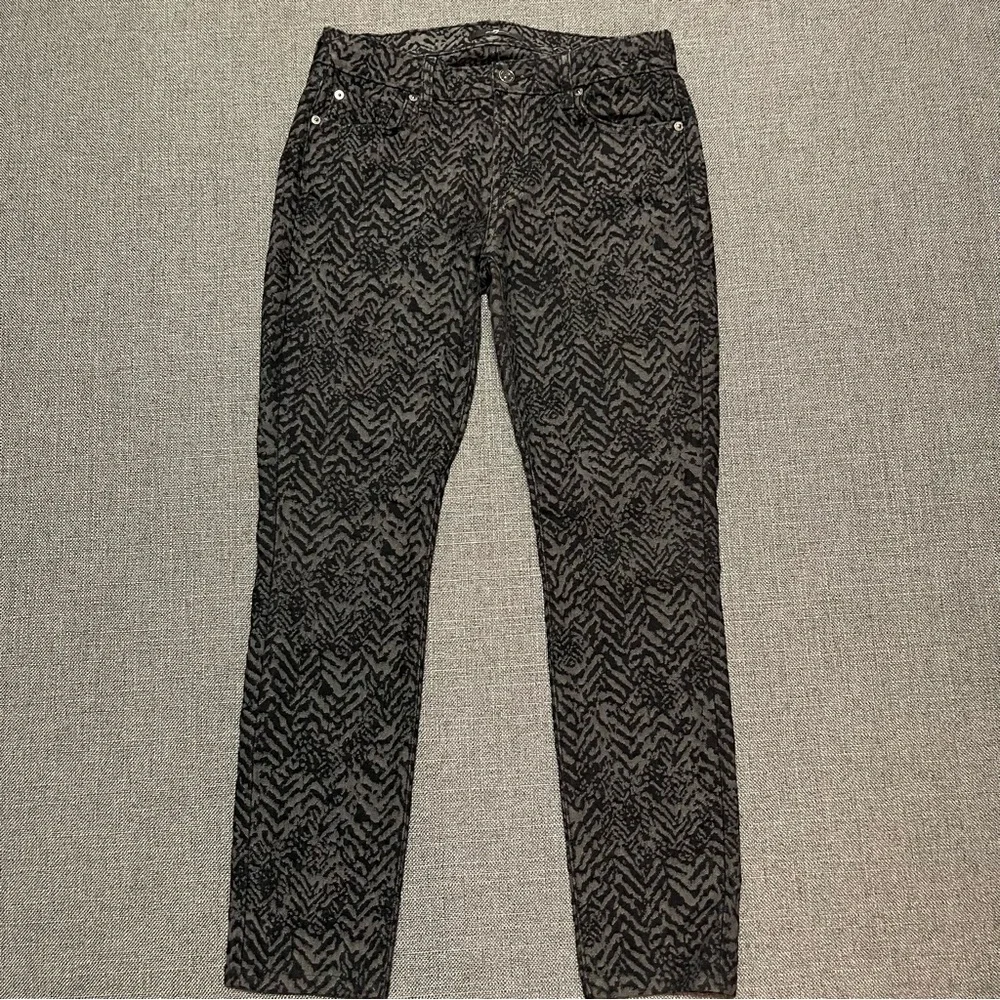 7 For All Mankind The Skinny Jacquard Mid-Rise Jeans | Chevron Textured|Size‎ 28